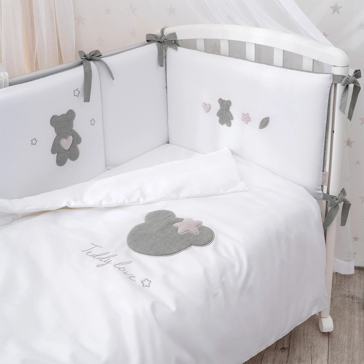 Комплект в кровать 6 предметный Teddy Love (Perina) серо-оливковый