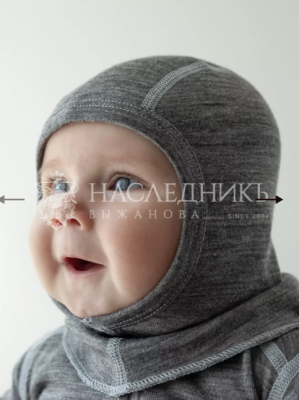 ШАПКА-ШЛЕМ (ЦВ. ГРАФИТ, Р. 0-6 МЕС) НВ8012-ГР НаследникЪ Выжанова
