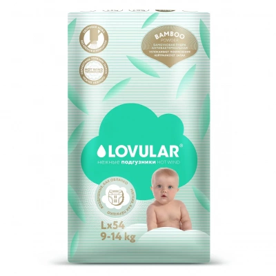 429569 Подгузники LOVULAR Bamboo L 9-14кг 54шт