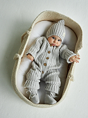 Mimibaby Комплект на выписку 3в1 лапша из 100% органического хлопка (стальной) 0-6 мес