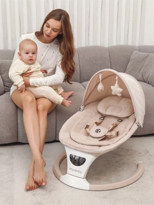 Электронные качели Amarobaby Teddy swing, бежевый