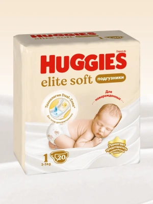 Подгузники Huggies Elite Soft 1 (3-5кг) 20шт