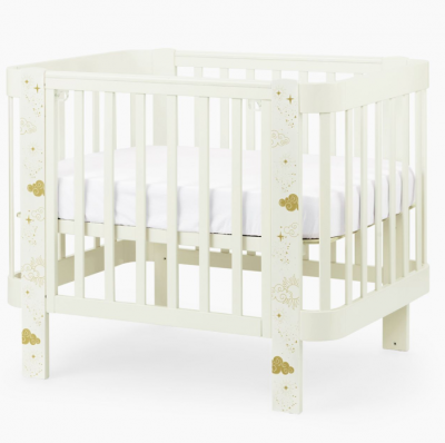 Детская кровать HAPPY BABY MOMMY LOVE (молочный) 95026 с опускающейся стенкой, маятник продольный