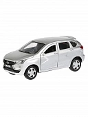 XRAY-SL (72) Машина металл LADA XRAY длина 12 см, двери, багаж, инерц, серебристый, кор. Технопарк 