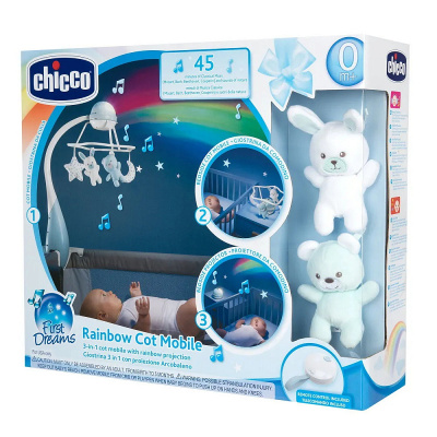 110412 Игрушка мобиль на кроватку для новорожденных "Радуга" голубая Chicco