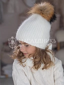 НВ1014-ЭК Шапка+снуд зим.д/д мех.помпоном (цв.экрю) р.54-56 НаследникЪ Выжанова
