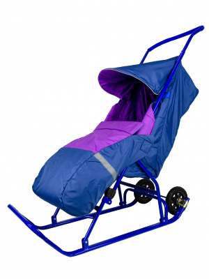 Санки-коляска СУ 10 (на двух колёсах) синий с фиолетовым