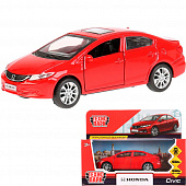 CIVIC-RD Машина металл HONDA CIVIC длина 12 см, двери, багаж, инерц, красный