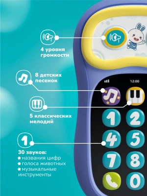 60420 Интерактивный игрушечный телефон Ушастик-Лапочка Alilo P3 фиолетовый